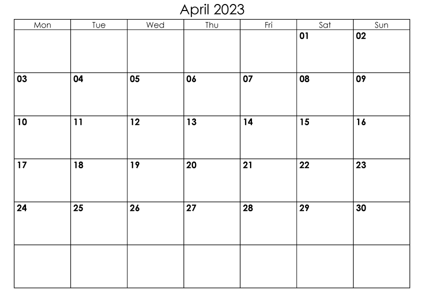 2023 April – A4 Landscape